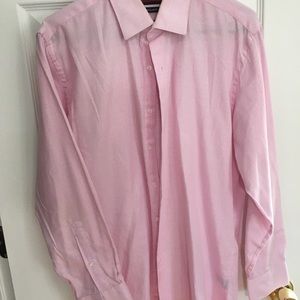 Pink dress shirt with white stripes